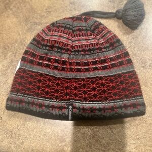 Columbia Red and Gray Knit Beanie Hat Boys Youth Boy Girl Kids